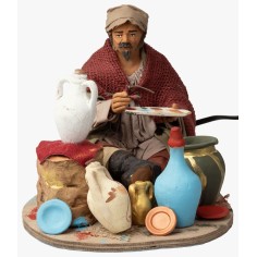 Pittore seduto in movimento serie 30 cm per presepe Mondo