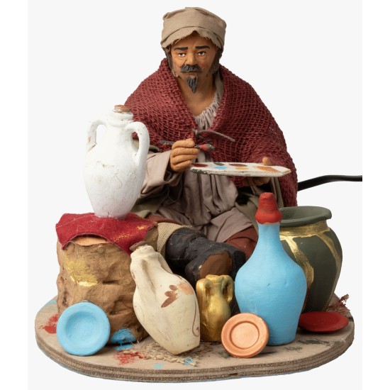 Pittore seduto in movimento serie 30 cm per presepe Mondo