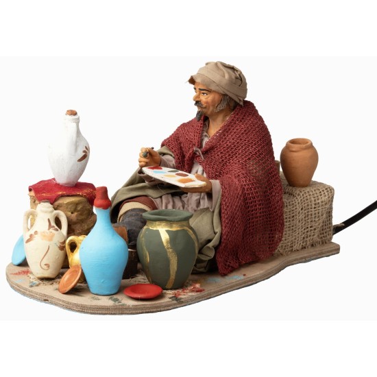 Pittore seduto in movimento serie 30 cm per presepe Mondo