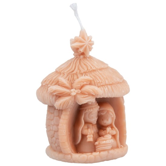 Vela Natividad perfumada en cera de soya con choza 8,5 cm