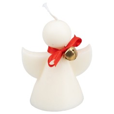 Scented angel candle in soy wax with bow and bell 8.5 cm.