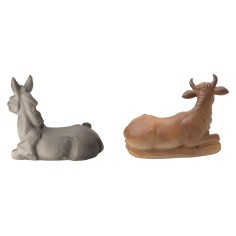 Set bue e asino seduti in resina per statue da 15 cm 2