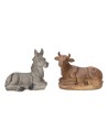 Set de buey y burro sentados en resina para estatuas de 15 cm