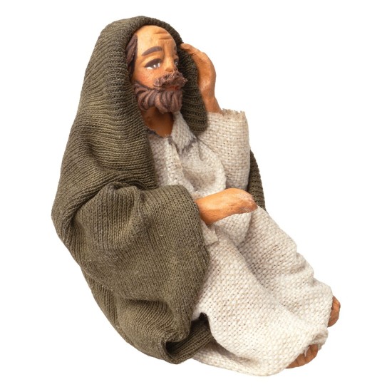 Uomo seduto che riposa serie 10 cm per presepe Mondo Presepi