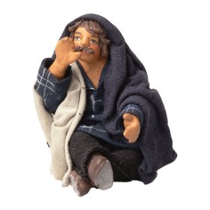 Seated vendor calling out with hand to mouth series 10 cm