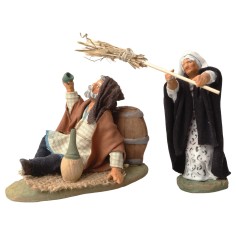 Set donna che picchia marito serie 10 cm per presepe Mondo 2