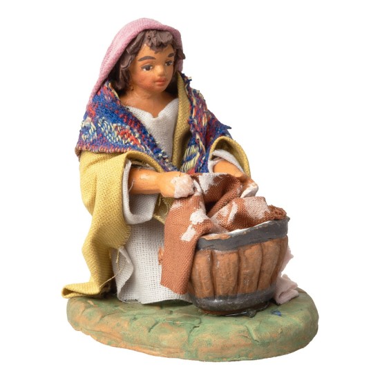 Lavandaia inginocchiata serie 10 cm Mondo Presepi