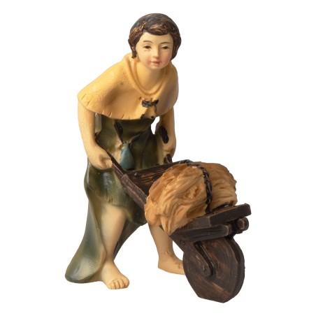 Campesino con carretilla en resina serie 8-9 cm