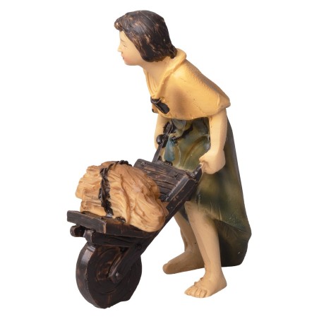 Contadino con carriola in resina serie 8-9 cm per presepe Mondo