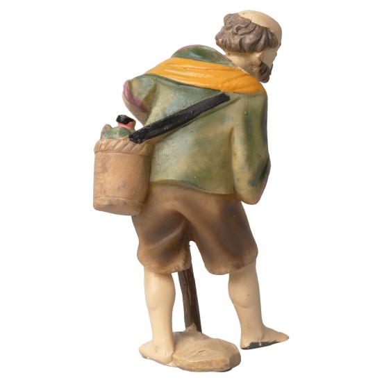 Shepherd with lamb in cloth and staff series 8-9 cm in resin