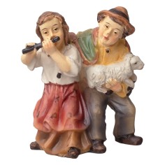 Niños con cordero en brazos serie 8-10 cm en resina