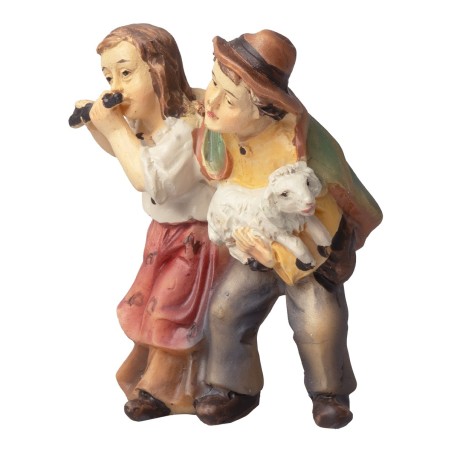 Niños con cordero en brazos serie 8-10 cm en resina