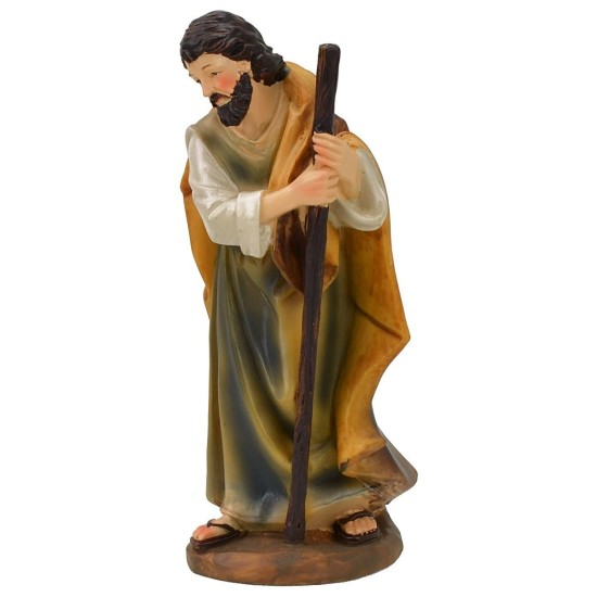 Saint Joseph with staff in resin 15 cm World Nativity