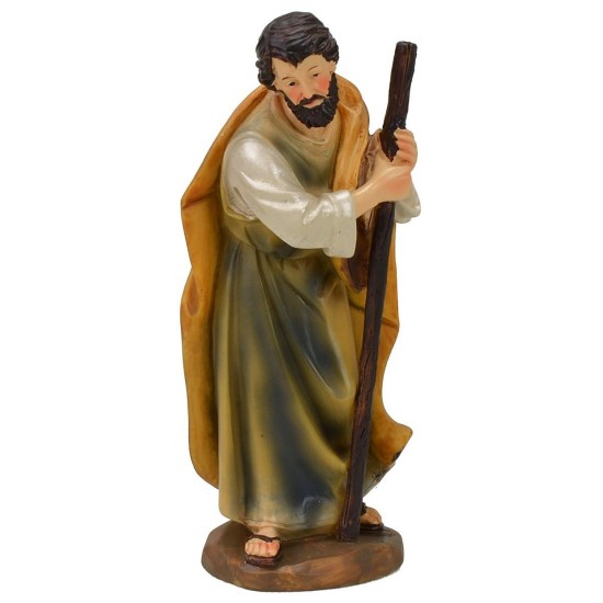 Saint Joseph with staff in resin 15 cm World Nativity