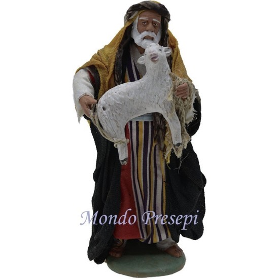 Hombre con oveja Lux cm 15 Mundo Pesebres