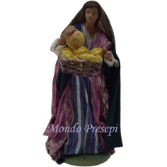 Donna con cesta di pane Lux cm 15 Mondo Presepi