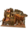 Presepe illuminato con mulino ad acqua funzionante completo di