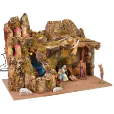 Belén completo de figuras Landi moranduzzo con luces y cascada 2