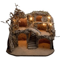 Pesebre Pascual iluminado con varios niveles cm 50x50x37 h para 2