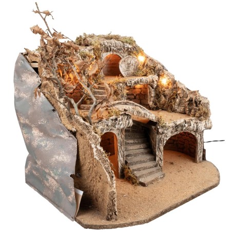 Illuminated Easter Nativity Scene with Multiple Levels cm 50x50x37 h for