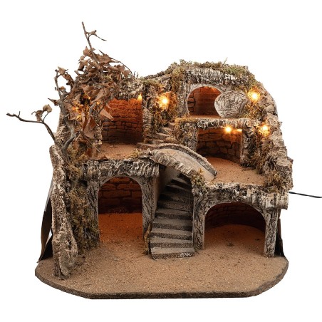 Pesebre Pascual iluminado con varios niveles cm 50x50x37 h para