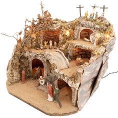 Presepe illuminato completo di statue pasquali cm 50x50x37 h 2