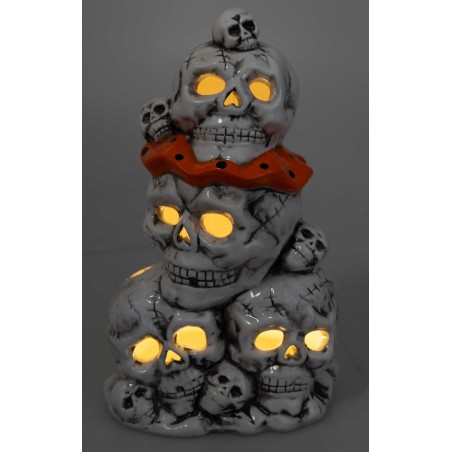 Pila de cráneos de resina iluminados de 27,5 cm para belén Mundo