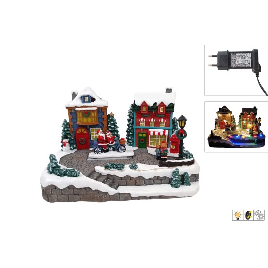 Escenario navideño en movimiento completo con luz y música