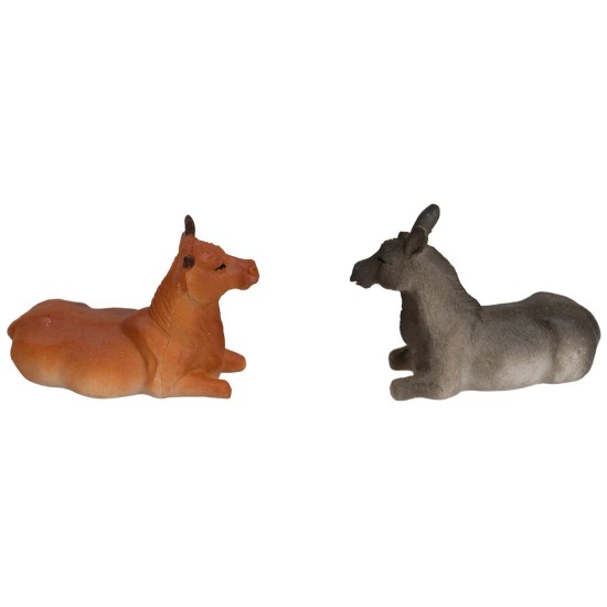 Pair of ox and donkey series 8 cm in resin