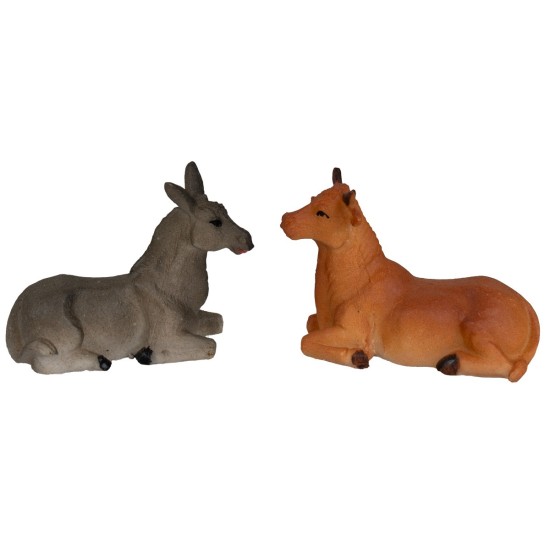 Pareja de buey y asno serie 8 cm en resina