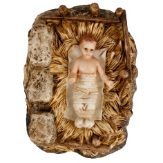 Niño Jesús con cuna removible en resina serie 15 cm Landi