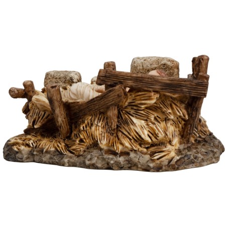 Gesù Bambino con culla rimovibile in resina serie 15 cm Landi