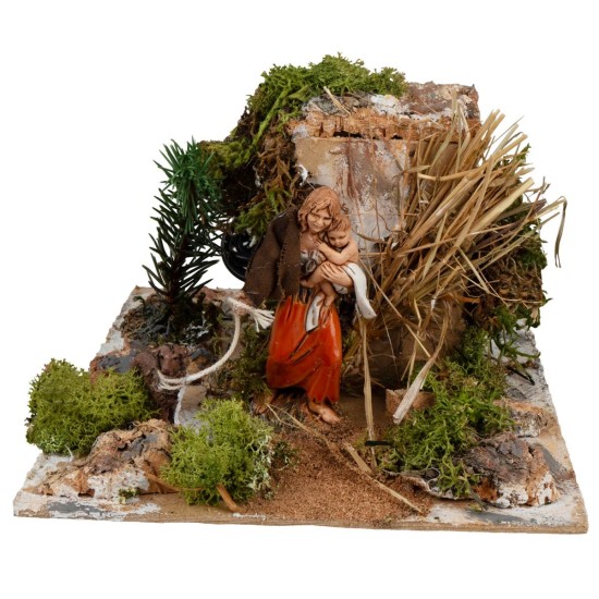 Mujer con niño y perro serie 10 cm Landi Moranduzzo cm en