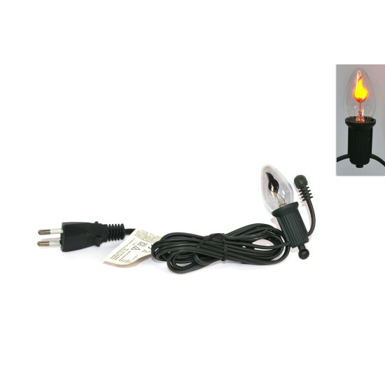 Lamp holder with 1.5 W flame effect light E12-220v complete