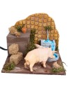 Pigsty with two pigs at the fountain with double movement cm