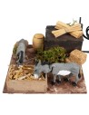 Pair of donkeys at the manger with double movement for