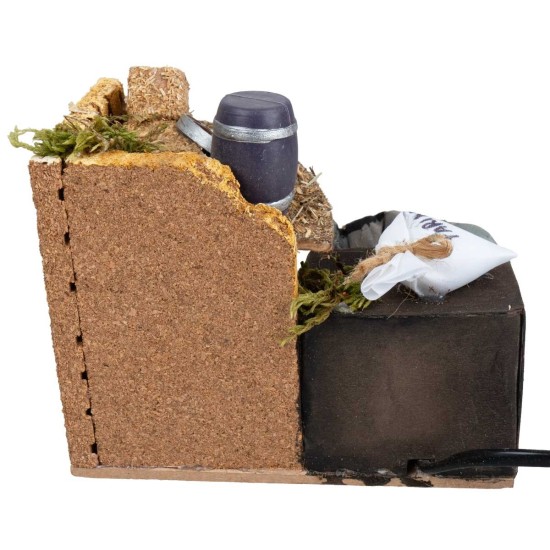 Stable with two donkeys with double movement for nativity scene cm