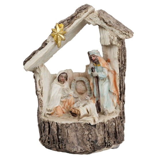Natividad con cabaña iluminada cm 9x5x13,9 h
