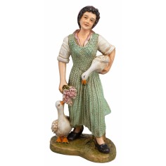 Mujer con gansos y ramo de flores serie 30 cm Euromarchi