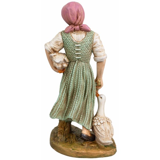 Donna con oche e mazzo di fiori serie 30 cm Euromarchi