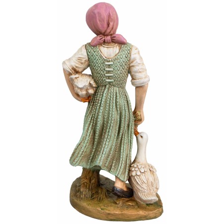 Donna con oche e mazzo di fiori serie 30 cm Euromarchi