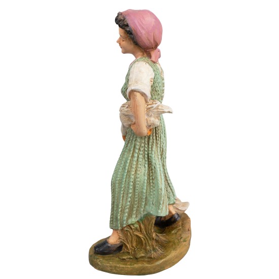 Mujer con gansos y ramo de flores serie 30 cm Euromarchi