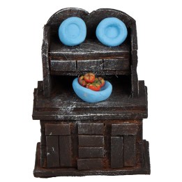 Wooden cupboard with plates cm 5.4x3x7.4 h