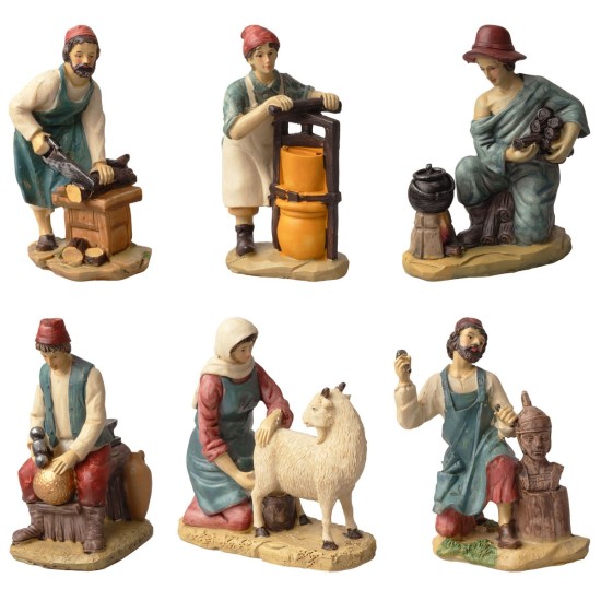 Conjunto de 6 estatuas de 15 cm para belén en