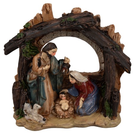 Natività con capanna e agnello cm 11,4x5,4x11,5 h
