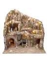 Presepe illuminato con statue, ruscello, forno e mulino a vento cm 70x50x72 h
