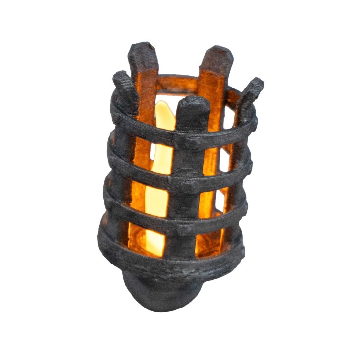 Torcia medievale da parete cm 2,7x5 h led giallo tremolante 12v