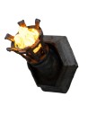 Medieval torch with wall base h 4.8 cm flickering yellow LED 12v