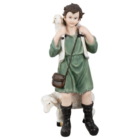 Good shepherd with sheep and lamb in resin h.