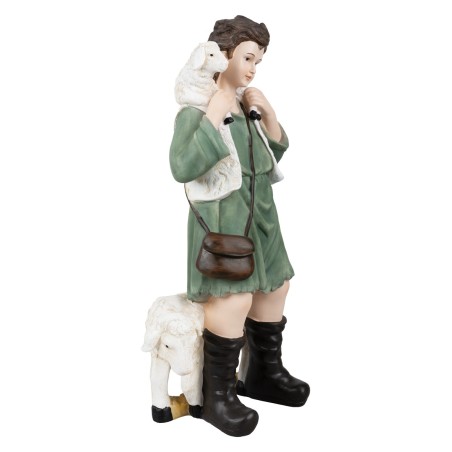 Good shepherd with sheep and lamb in resin h.